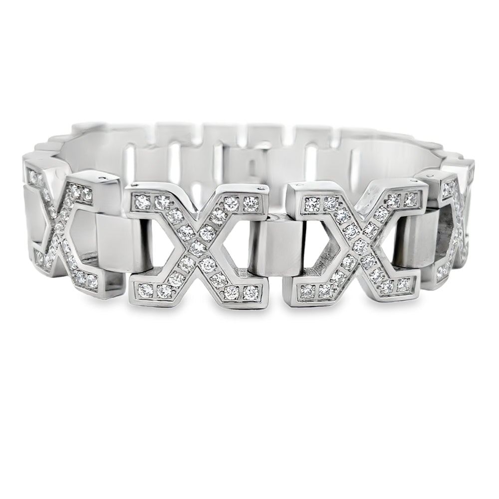 X CZ Iced Out Bracelet Stainless Steel HipHopBling
