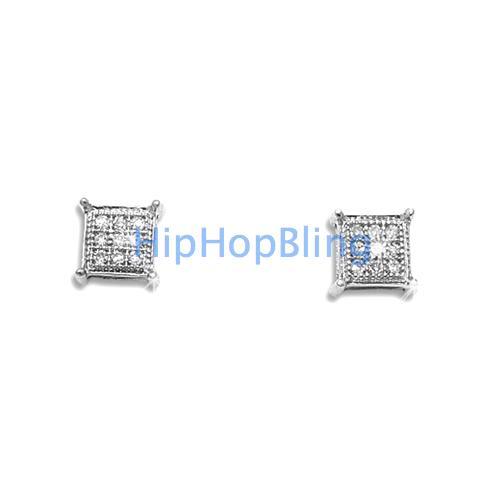.05 Carat Diamond Kite Micro Pave Earrings .925 Silver HipHopBling