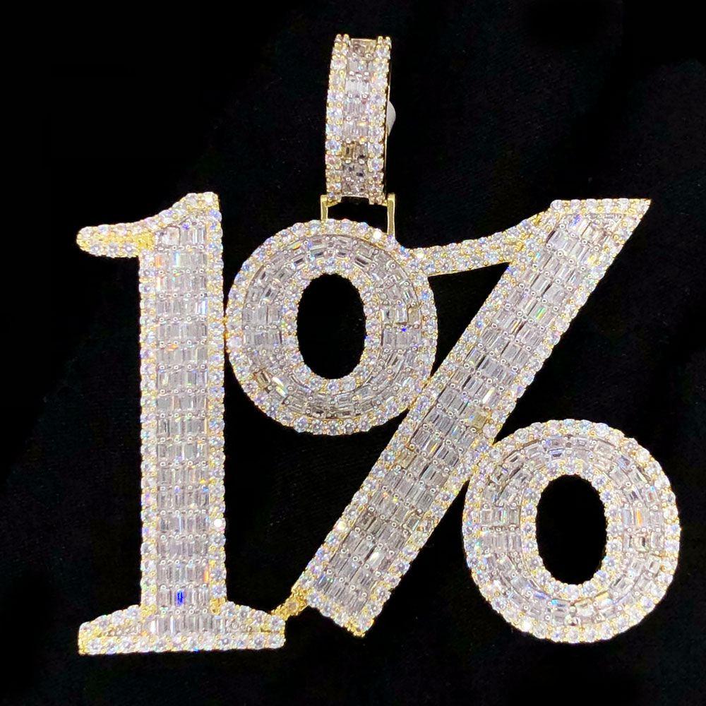 1% Baguette VVS CZ Hip Hop Bling Iced Out Pendant Yellow Gold HipHopBling