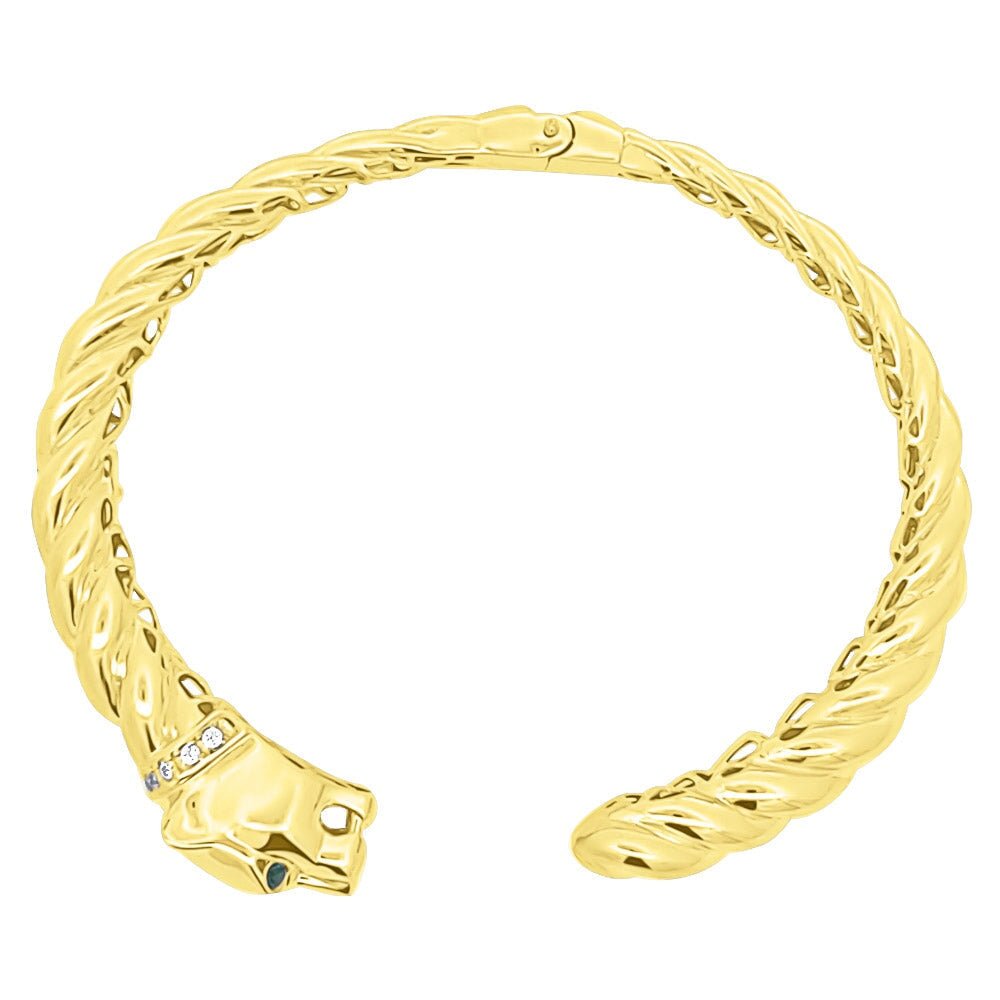 1 Tiger CZ Solid 10K Gold Women's Bangle 10K White Gold HipHopBling