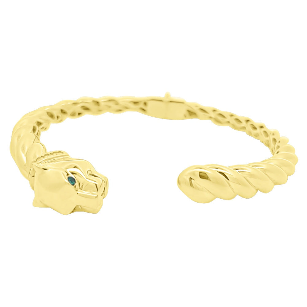 1 Tiger CZ Solid 10K Gold Women's Bangle 10K Yellow Gold HipHopBling