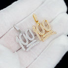 100 .925 Sterling Silver Mini CZ Iced Out Pendant White Gold HipHopBling