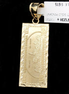$100 Bill Vertical DC 10K Yellow Gold Pendant HipHopBling