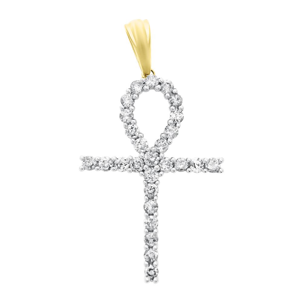 1.00 Carat Diamond Ankh Cross in 10K Yellow Gold HipHopBling