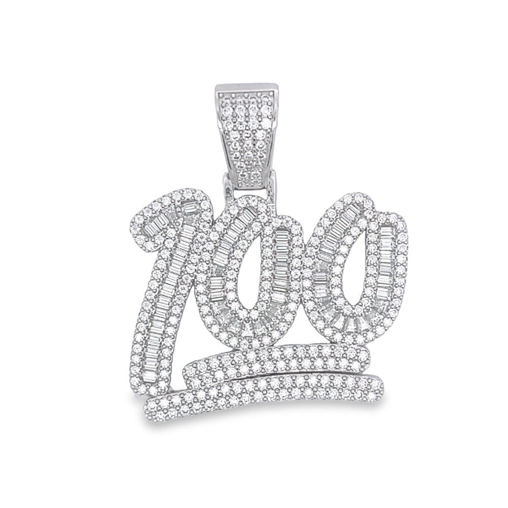 100 Large Baguette VVS Moissanite Pendant .925 Sterling Silver HipHopBling