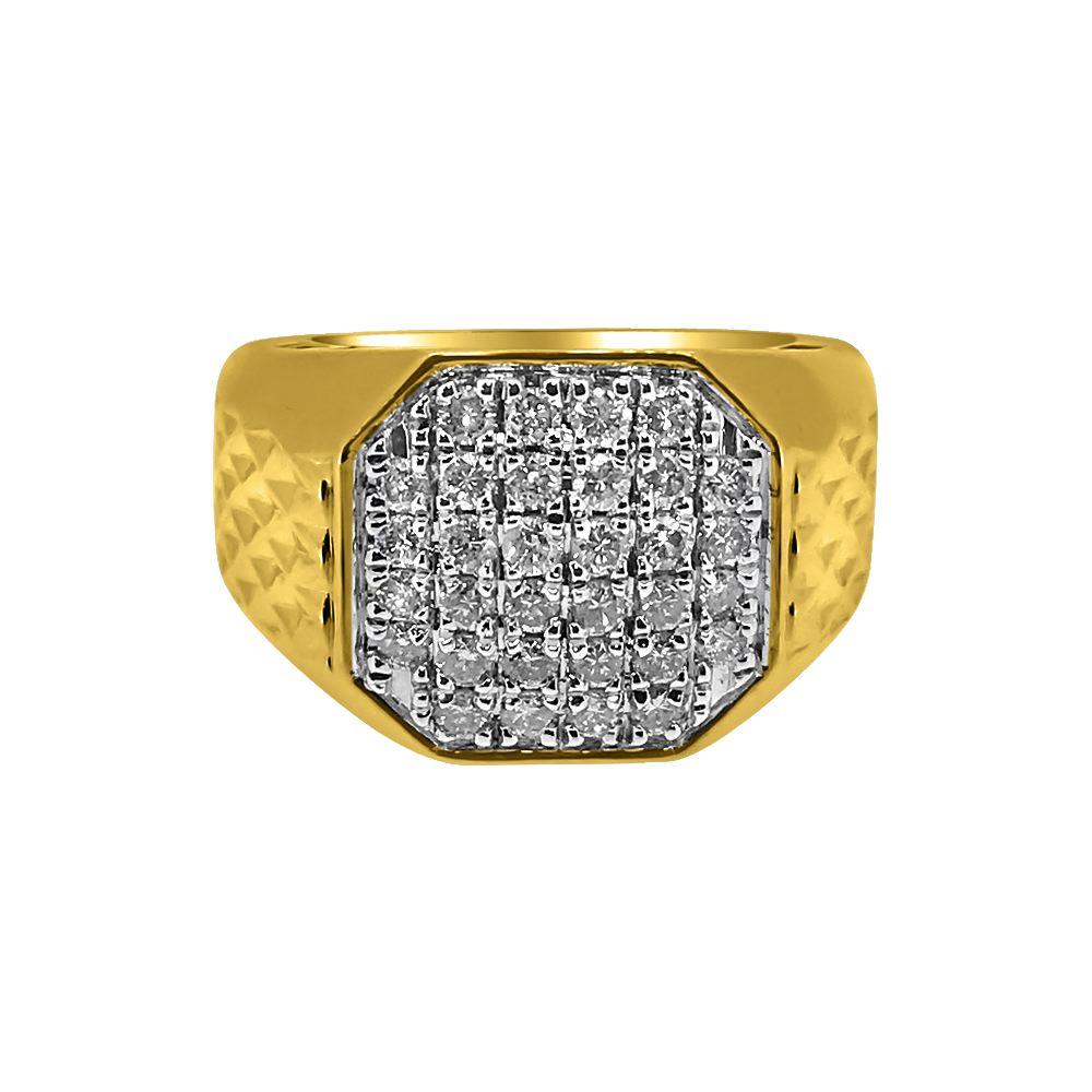 1.00cttw Diamond Octagon 10K Yellow Gold Mens Ring HipHopBling