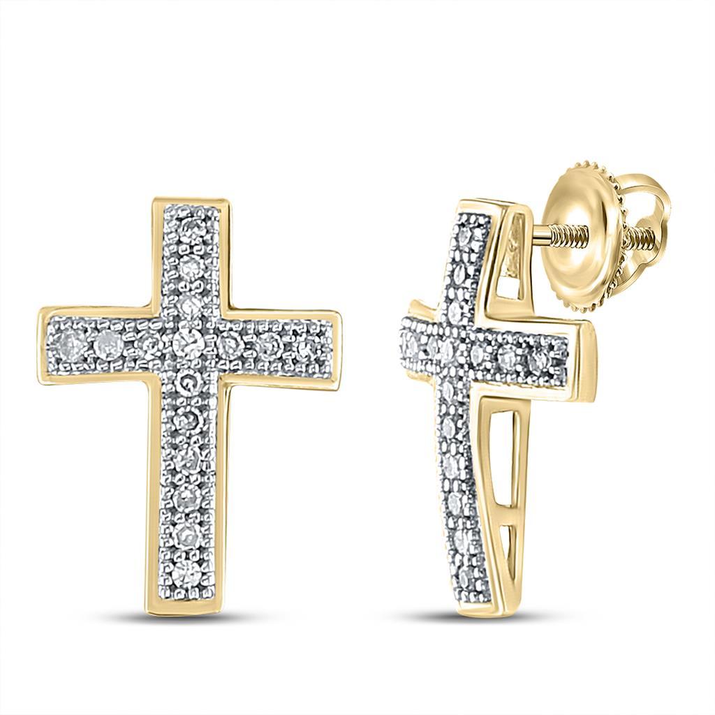 .10ct Diamond Cross Earrings Gold .925 Sterling Silver HipHopBling