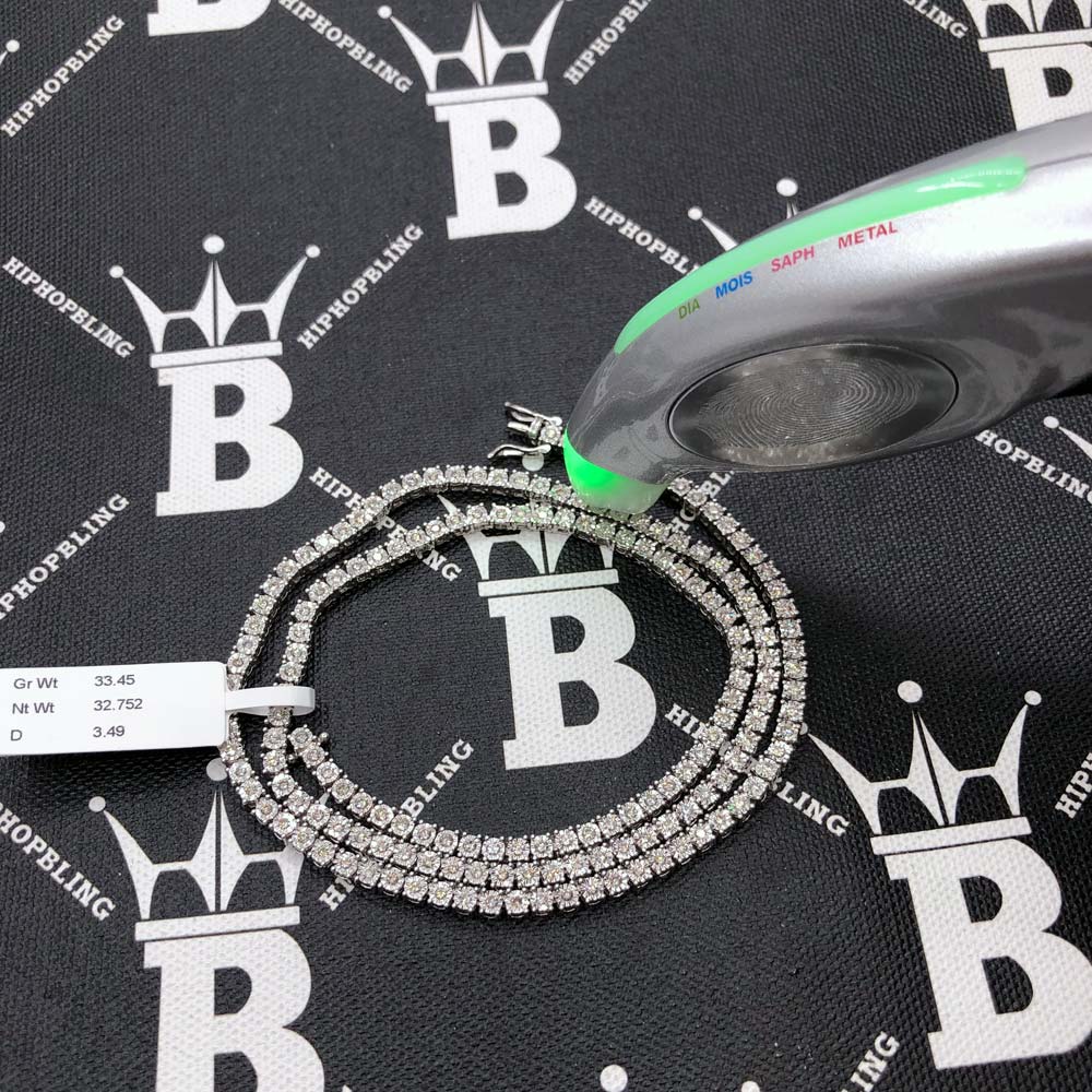 10K White Gold Diamond Tennis Chain 3MM Miracle Setting 18" HipHopBling