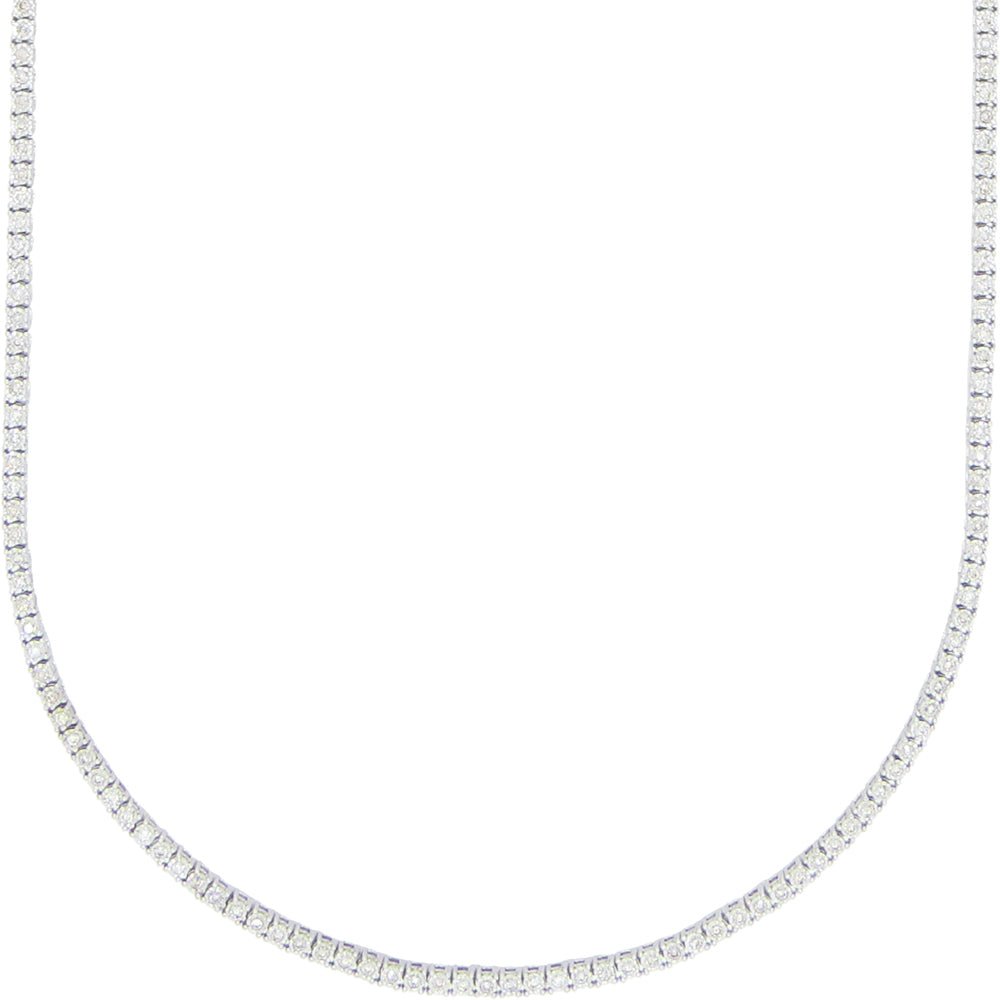 10K White Gold Diamond Tennis Chain 3MM Miracle Setting 18" HipHopBling