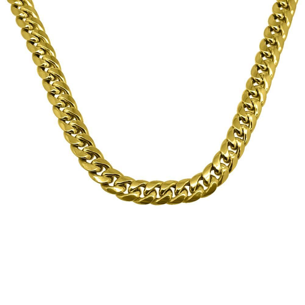 10K Yellow Gold 7MM Miami Cuban Chain 24 Inches HipHopBling