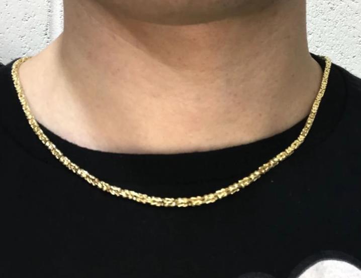 10K Yellow Gold Byzantine Chain Lightweight 2.4MM 18" HipHopBling