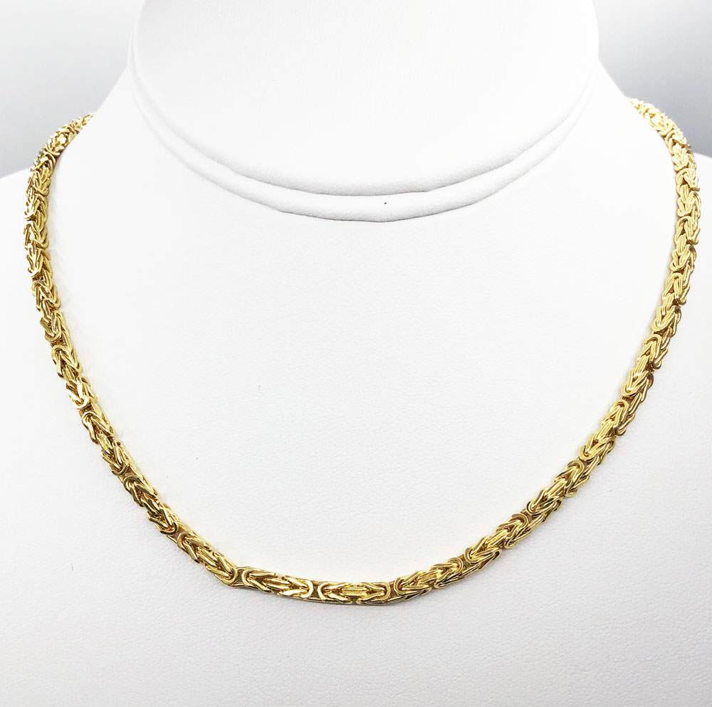 10K Yellow Gold Byzantine Chain Lightweight 2.4MM 18" HipHopBling