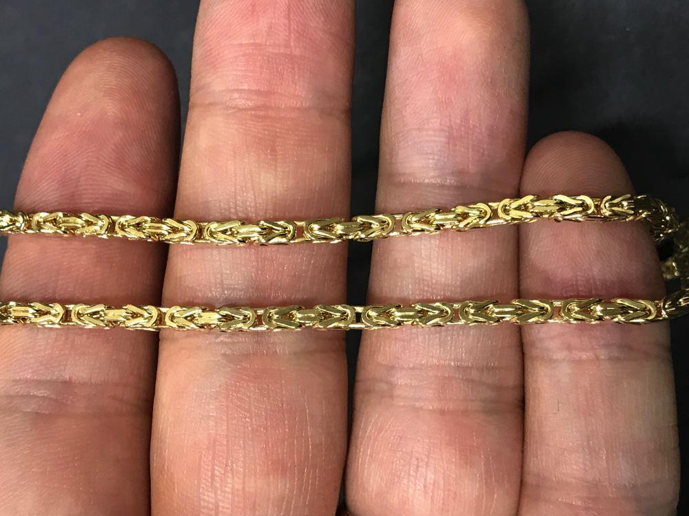 10K Yellow Gold Byzantine Chain Lightweight 2.4MM 18" HipHopBling