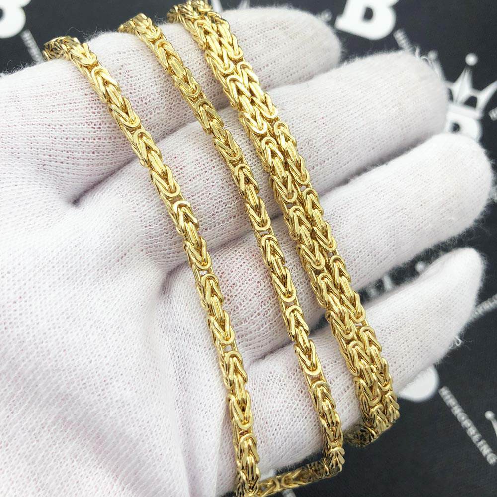 10K Yellow Gold Byzantine Chain Lightweight 2.4MM 18" HipHopBling