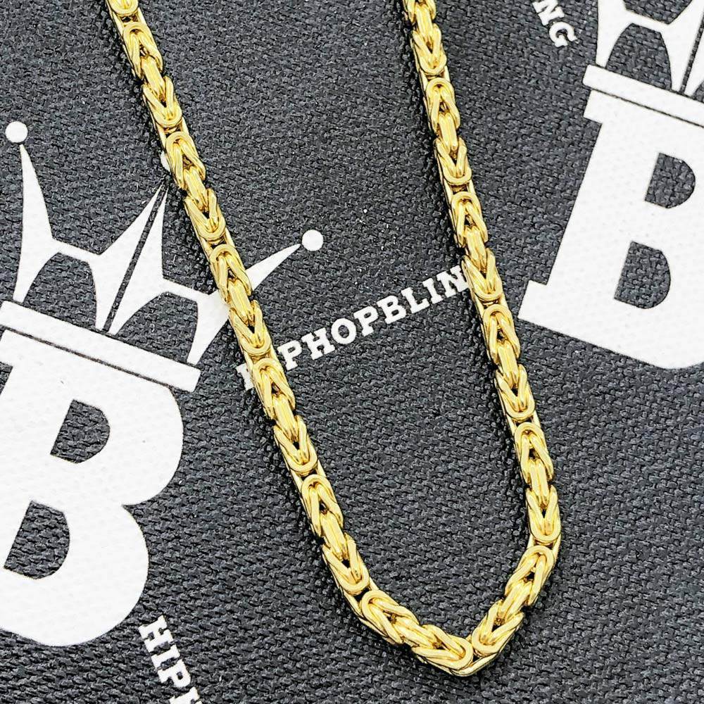 10K Yellow Gold Byzantine Chain Lightweight 2.4MM 18" HipHopBling