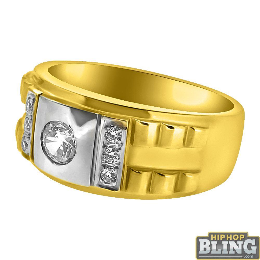 10K Yellow Gold Clean CZ Mens Ring 10 HipHopBling