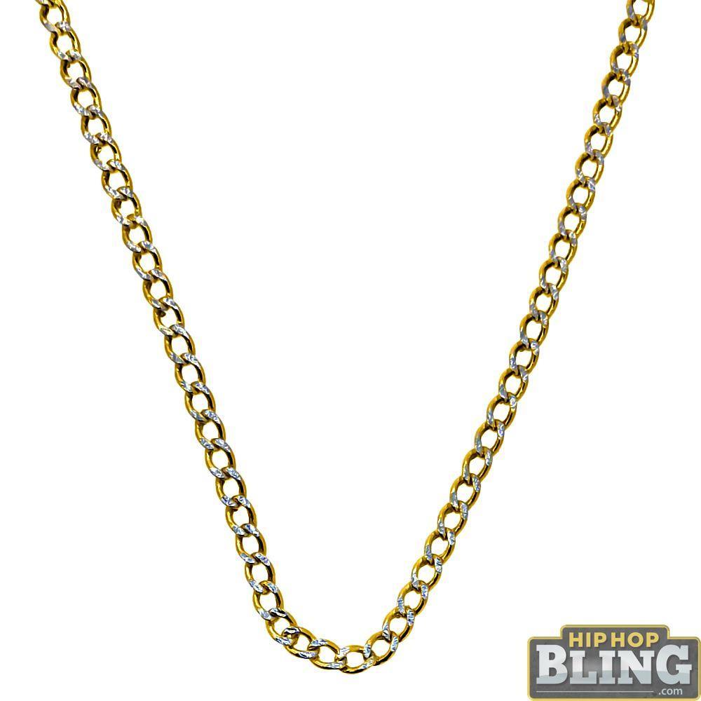 10K Yellow Gold Diamond Cut Cuban Chain Lightweight HipHopBling