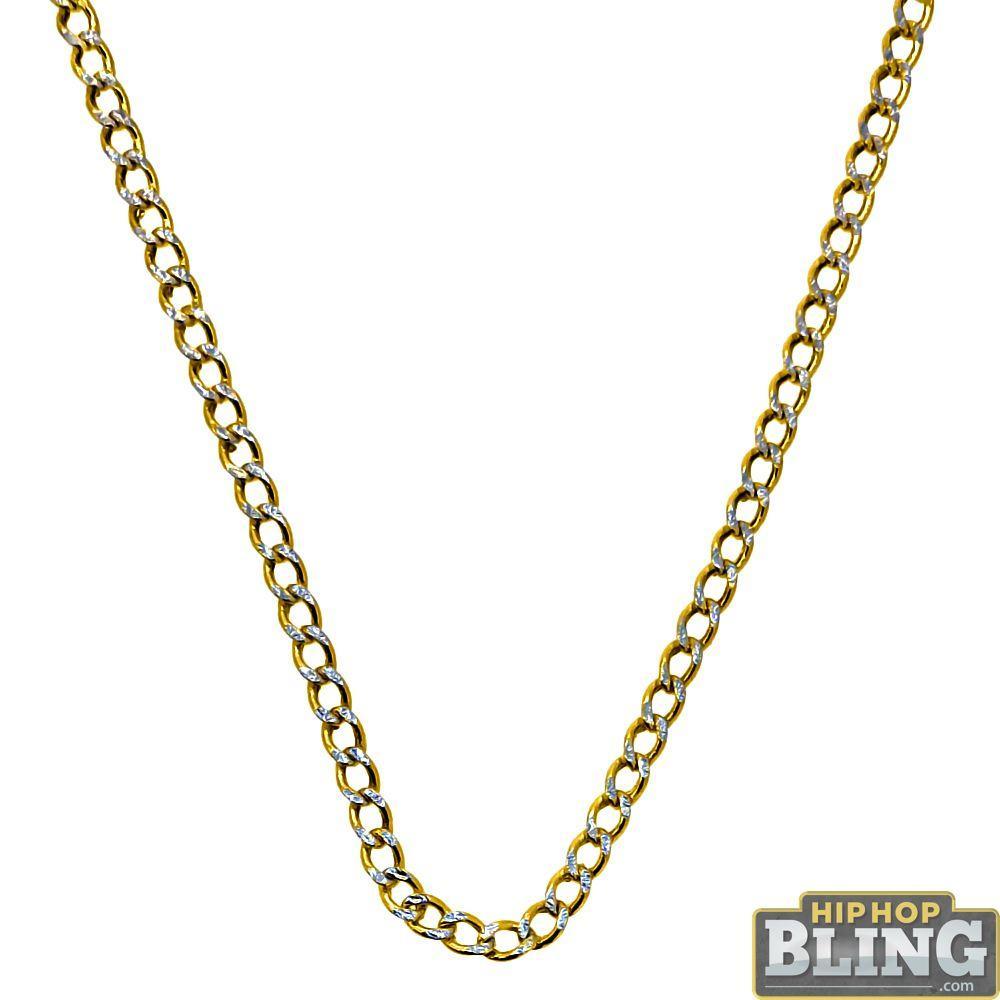 10K Yellow Gold Diamond Cut DC Cuban Chain Lightweight 2MM 16" HipHopBling