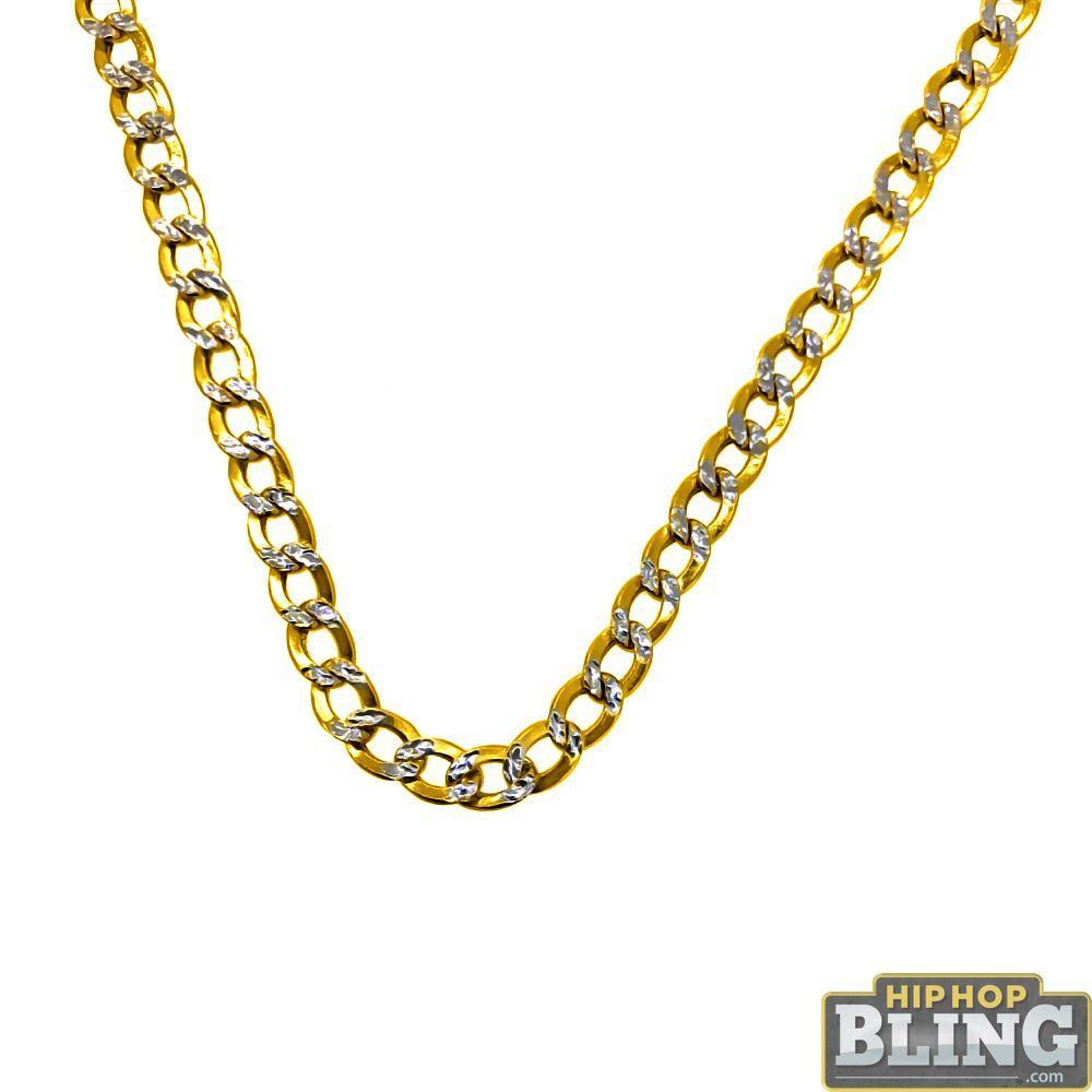 10K Yellow Gold Diamond Cut DC Cuban Chain Lightweight 2MM 16" HipHopBling
