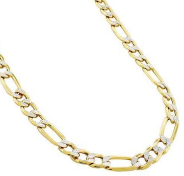 10K Yellow Gold Diamond Cut Figaro Chain Lightweight HipHopBling