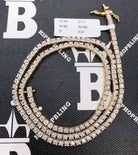 10K Yellow Gold Diamond Tennis Chain 3MM Miracle Setting 18" HipHopBling
