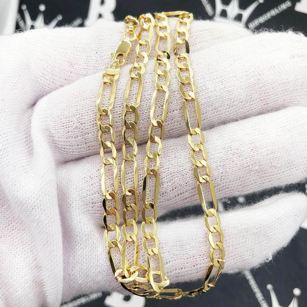 10K Yellow Gold Figaro Chain Lightweight HipHopBling