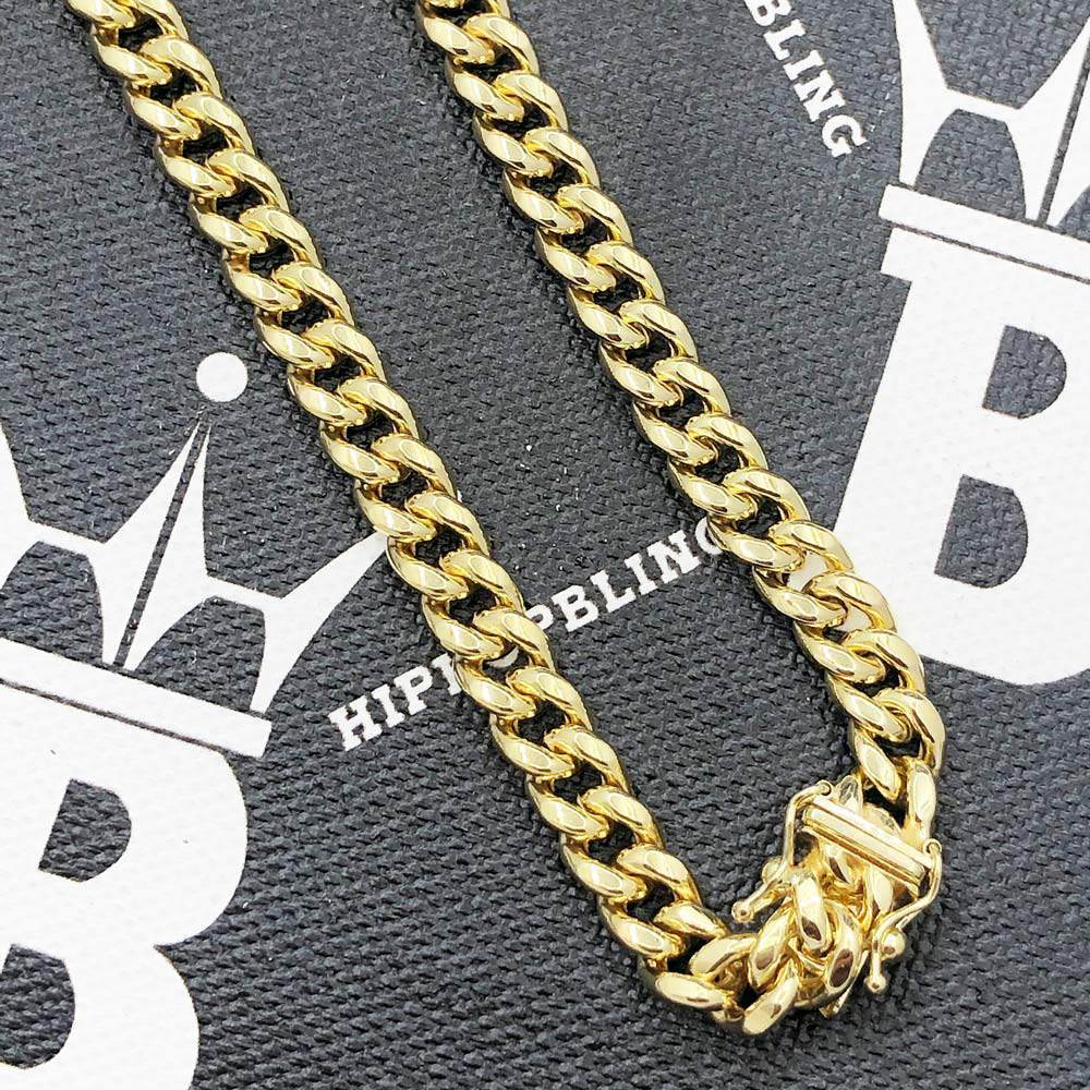 10K Yellow Gold Miami Cuban Chain Lightweight 6MM 18" HipHopBling