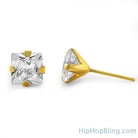 10K Yellow Gold Round CZ Stud Earrings 4mm HipHopBling