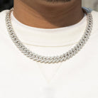 10MM Moissanite Iced Out Cuban Chain Sharp Link .925 Sterling Silver 18" HipHopBling