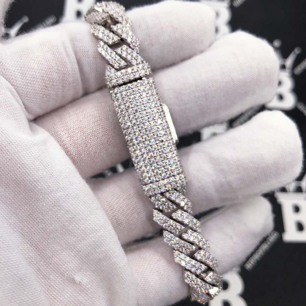 10MM Moissanite Iced Out Cuban Chain Sharp Link .925 Sterling Silver HipHopBling