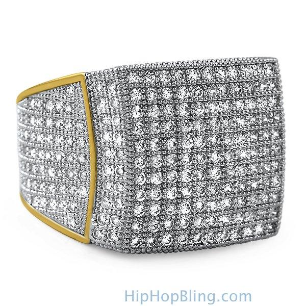 11 Row Gold CZ Bling Bling Ring 7 HipHopBling