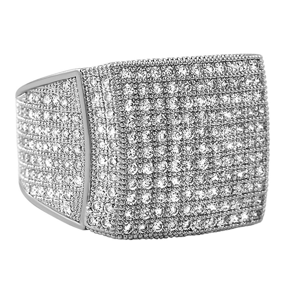 11 Row Rhodium CZ Bling Bling Ring HipHopBling
