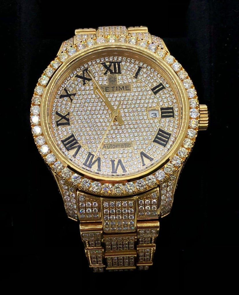 12.00 Carat Diamond Hip Hop Watch IceTime Yellow Gold HipHopBling