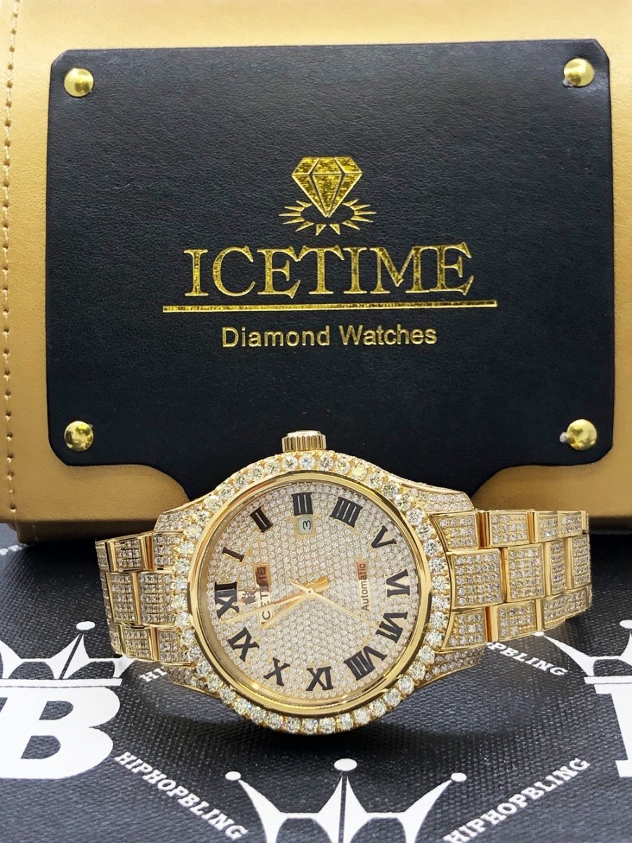 12.00 Carat Diamond Hip Hop Watch IceTime Yellow Gold HipHopBling