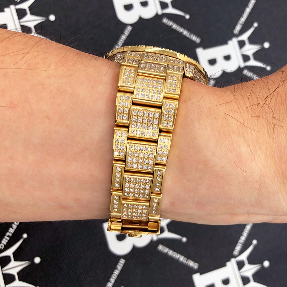 12.00 Carat Diamond Hip Hop Watch IceTime Yellow Gold HipHopBling