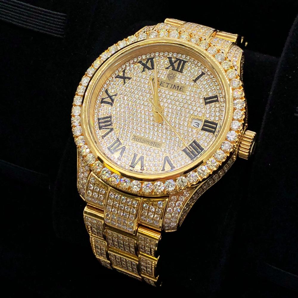 12.00 Carat Diamond Hip Hop Watch IceTime Yellow Gold HipHopBling