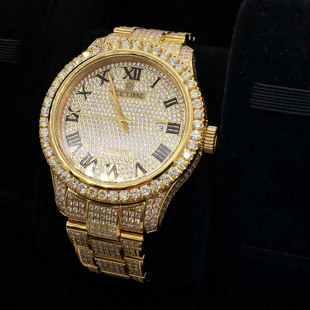 12.00 Carat Diamond Hip Hop Watch IceTime Yellow Gold HipHopBling