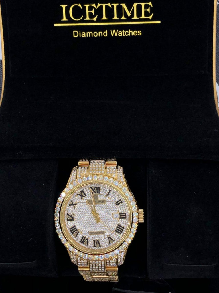 12.00 Carat Diamond Hip Hop Watch IceTime Yellow Gold HipHopBling