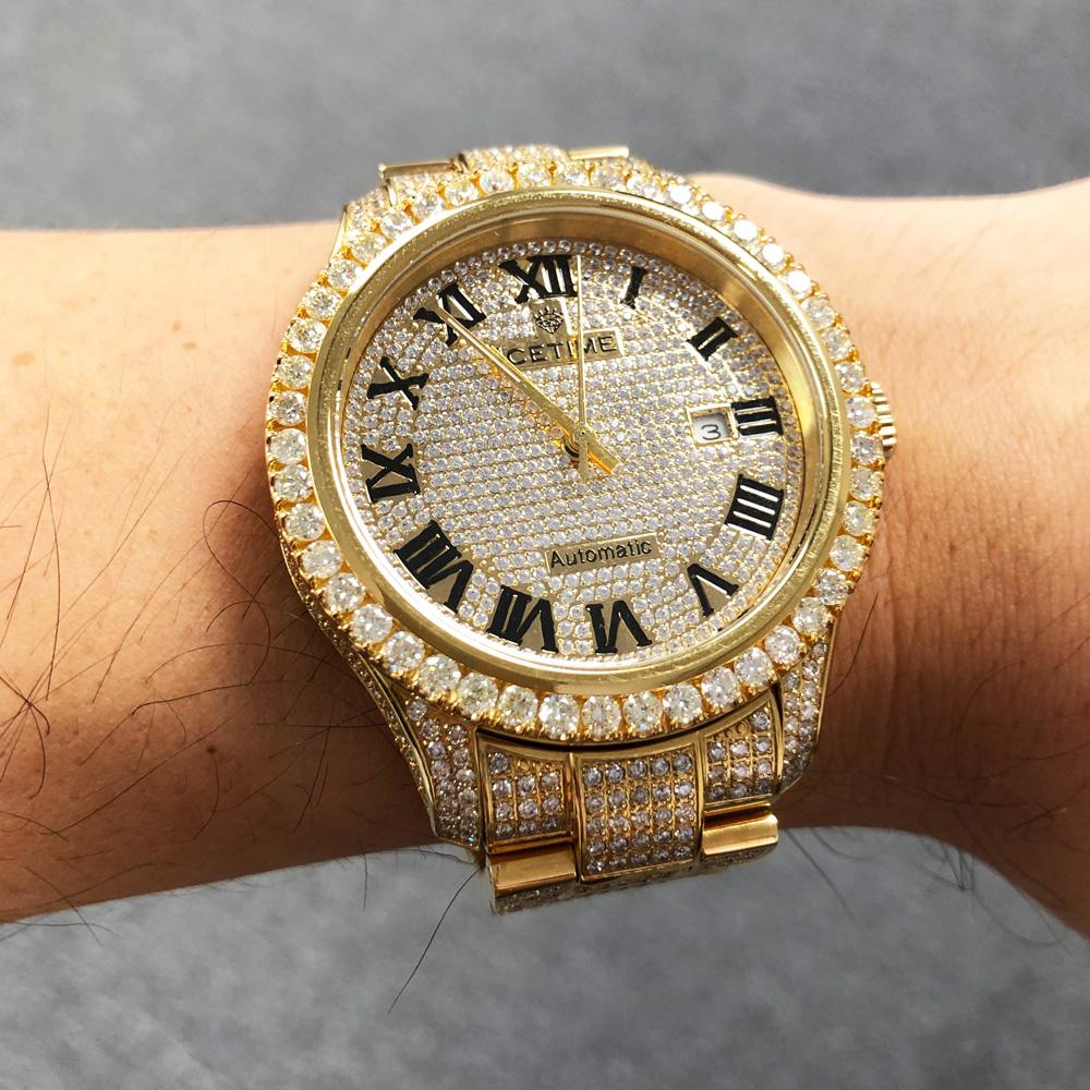 12.00 Carat Diamond Hip Hop Watch IceTime Yellow Gold HipHopBling