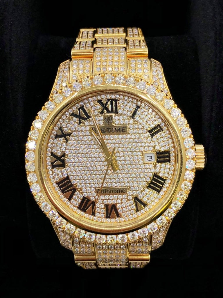12.00 Carat Diamond Hip Hop Watch IceTime Yellow Gold HipHopBling