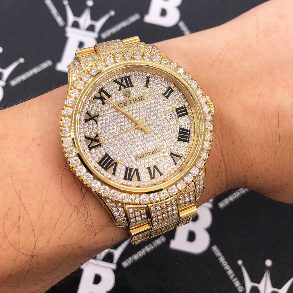 12.00 Carat Diamond Hip Hop Watch IceTime Yellow Gold HipHopBling
