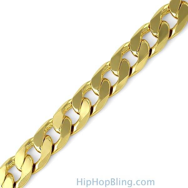 12MM Gold Plated Cuban Bracelet HipHopBling