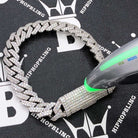 12MM VVS Moissanite Iced Cuban Chain Sharp Link .925 Sterling Silver 7" Bracelet HipHopBling