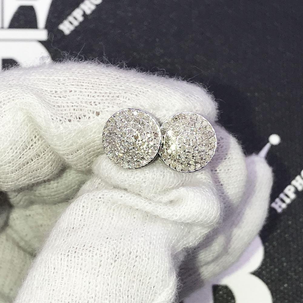 1.30ct Diamond Round Domed Hip Hop Earrings Steel HipHopBling