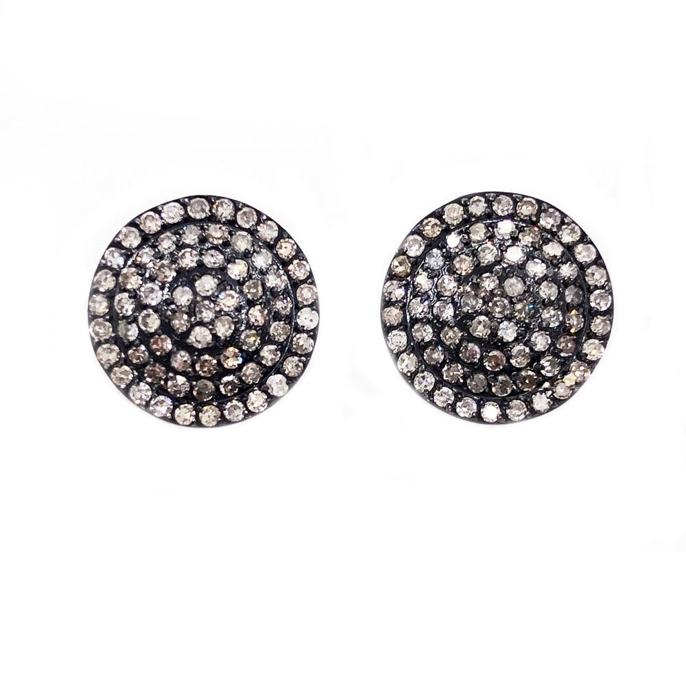1.30cttw Diamond Circle Earrings Black Stainless Steel HipHopBling