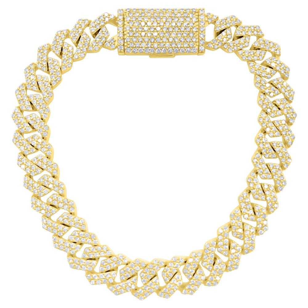 13MM Sharp Cuban Diamond Bracelet 11.05 Carats 10K Yellow / White Gold 10K Yellow Gold HipHopBling