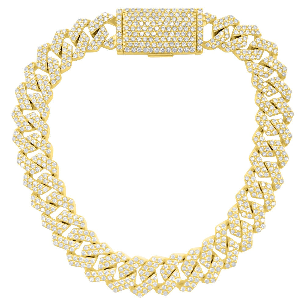 13MM Sharp Cuban Diamond Bracelet 11.05 Carats 10K Yellow / White Gold HipHopBling