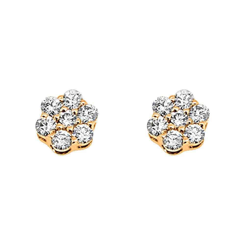 14K Rose Gold 0.50 Carats Diamond Flower Earrings HipHopBling
