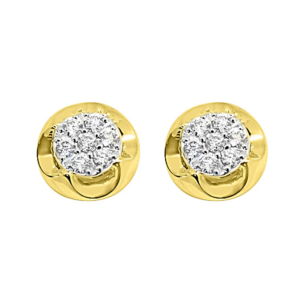 14K Yellow Gold 0.45 Carats Diamond Crown Cluster Solitaire Earrings HipHopBling