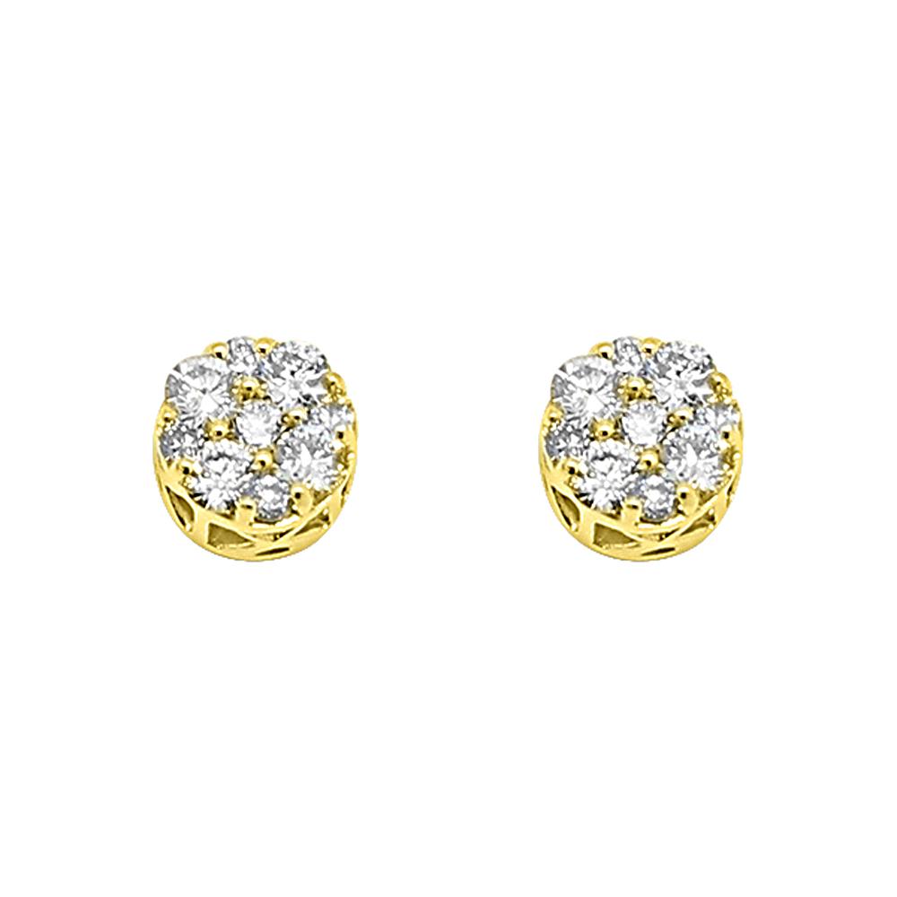 14K Yellow Gold 0.50 Carats Diamond Cluster Bling Bling Earrings HipHopBling